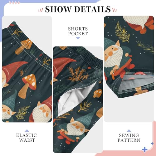 Gnomes and Forest Leaves Mushrooms Boys Pants for Kids Jogger Pants with Pockets S4