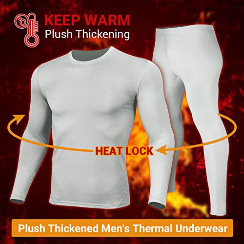 Image of PISIQI Thermal Underwear Men Ultra-Soft Long Johns Set with Fleece Lined Base Layer Winter Skiing Warm Top & Bottom Black