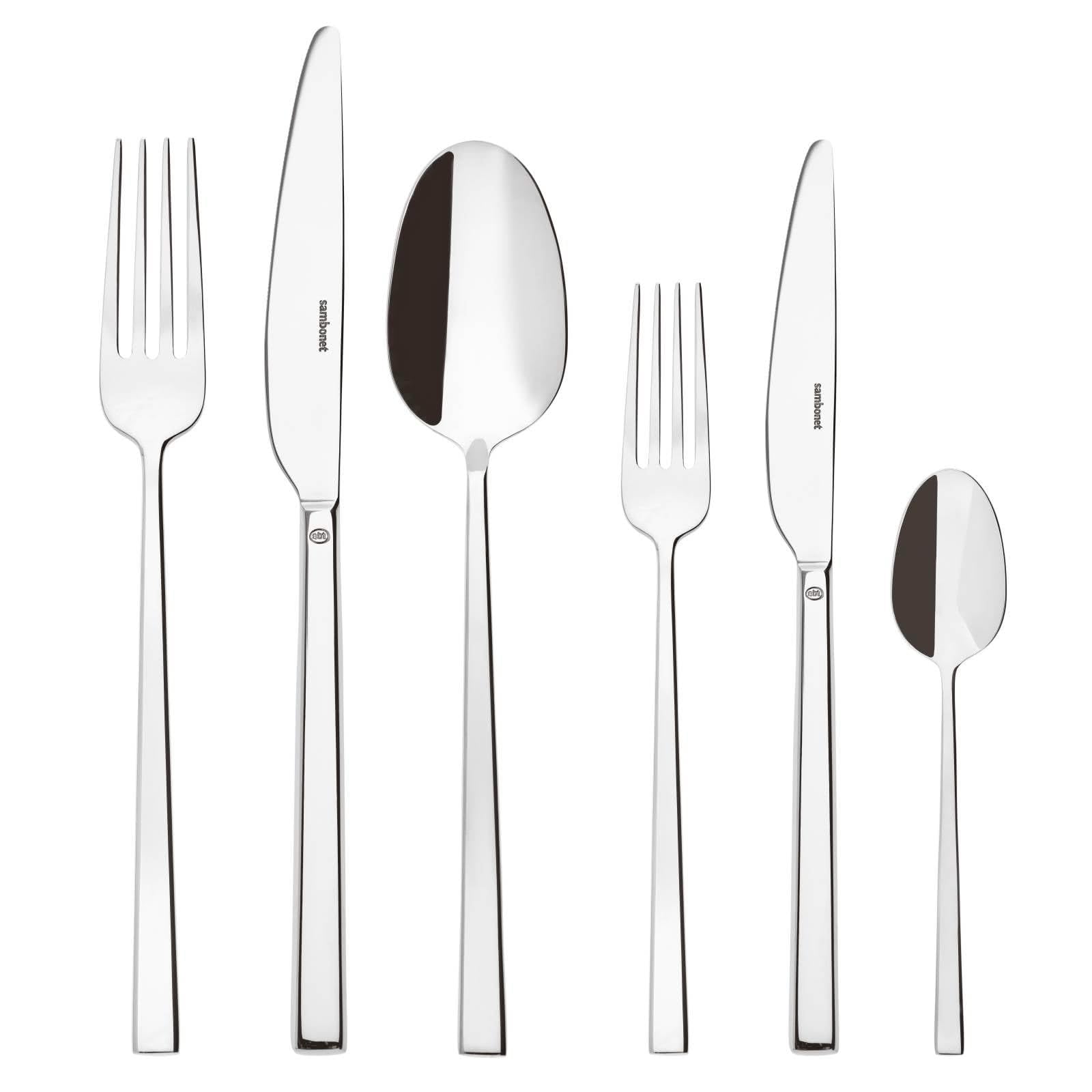 Sambonet 52562-83 Rock Inox Cutlery Set 36 Pieces 6 Table Forks 6 Table Spoons 6 Table Knives 6 Fruit Forks 6 Fruit Knives and 6 Stainless Steel Tea Spoons Dishwasher Safe