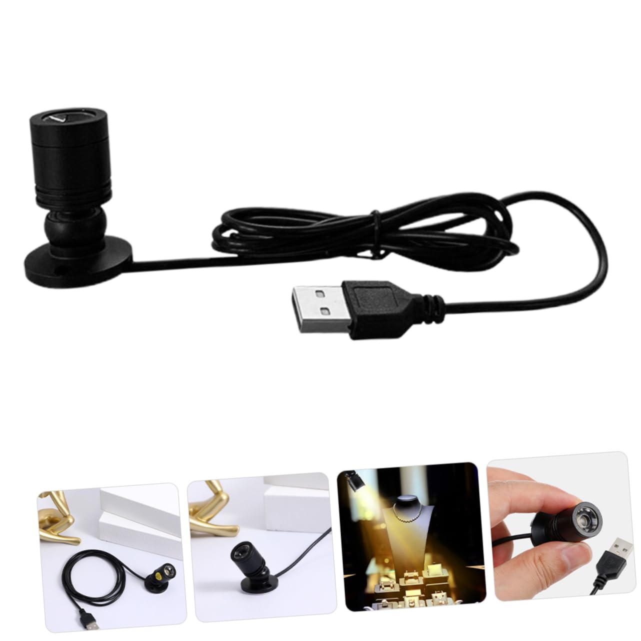 DECOMELODY 2Pcs USB LED Spotlight Indoor Accent Lighting for Jewelry Display Cases USB Powered Eye Protection Low Energy Consumption for Home Cabinet and Dresser Use