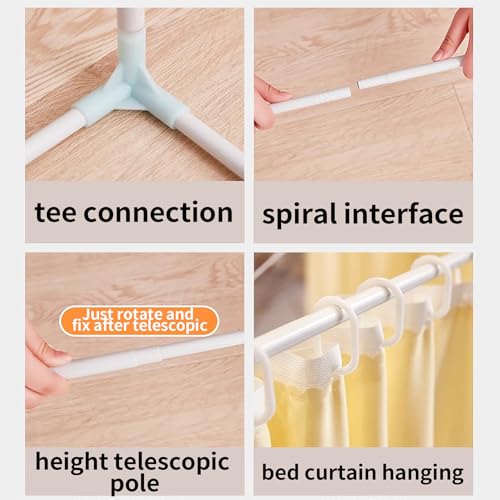 Dosel de cortina para litera de 80 cm con estructura de 4 postes 4
