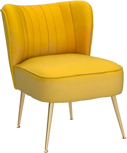 Miniatura 13 de Juego de 2 sillas decorativas de terciopelo, cómodas sillas de sala de estar, sin brazos, sofá individual lateral de mediados de siglo con patas