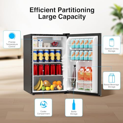 Image of Kismile 4.41Cu Ft Compact Refrigerator Reversible Single Door Mini Fridge