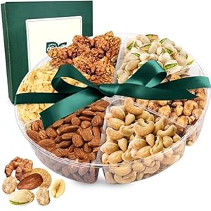 Holiday Nuts Gift Basket – Nuts Gift Basket Platter With a Variety of Freshly Roasted Nuts – Beautifully Packaged Gift for Birthday, Sympathy Valentine’s Day. (6 Sectional Ultimate)