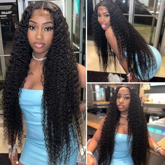 30 Inch Deep Wave Lace Front Wigs Human Hair 200 Density 13x6 HD Lace Frontal Wigs Human Hair Pre Plucked Deep Curly Glueless Wigs Human Hair Curly Wigs for Women Natural Color - Image 8