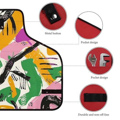Delantal de trabajo con bolsillos y diseño abstracto unisex miniatura 3