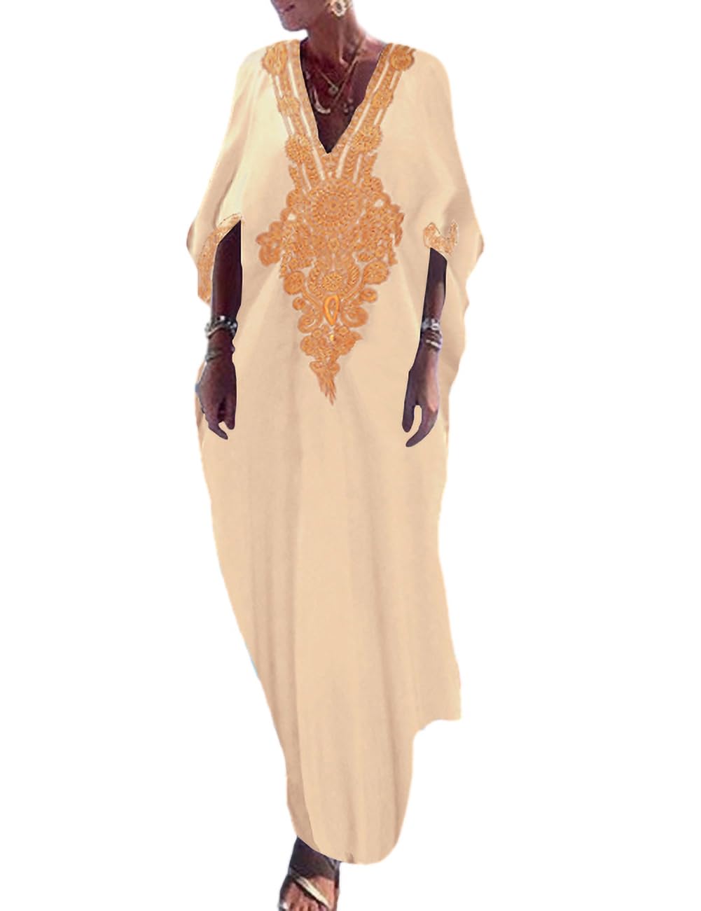 Bsubseach Caftan Cover Up for Swimwear Women Plus Size Kaftan Swimsuit Coverup Embroidery