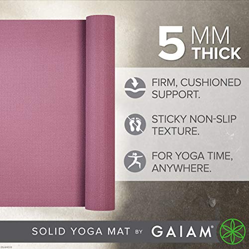 image for Gaiam Yoga Mat Premium Solid Color Non Slip Exercise & Fitness Mat for