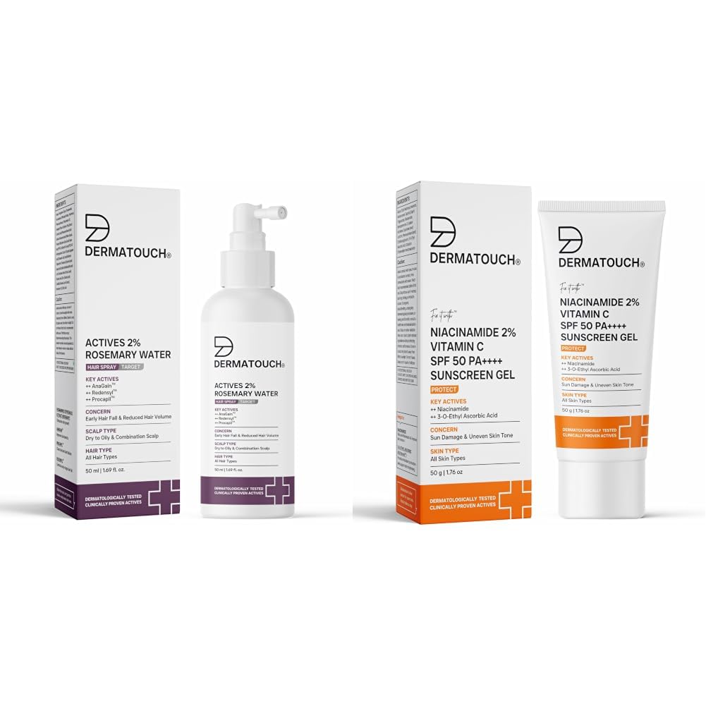DERMATOUCH Rosemary hair Spary For Hair Growth 50ml & Niacinamide 2% Vitamin C SPF 50 PA++++ Sunscreen Gel – Broad Spectrum UVA/UVB Protection 50g-image-7