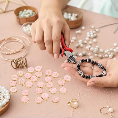 Breloques en forme de lettre de l'alphabet P émail rose pour bijoux faits main - 6