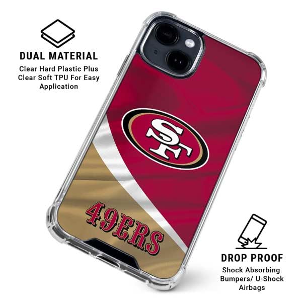 Skinit Clear Phone Case Compatible with iPhone 15 - Officially Licensed NFL San Francisco 49ers Design