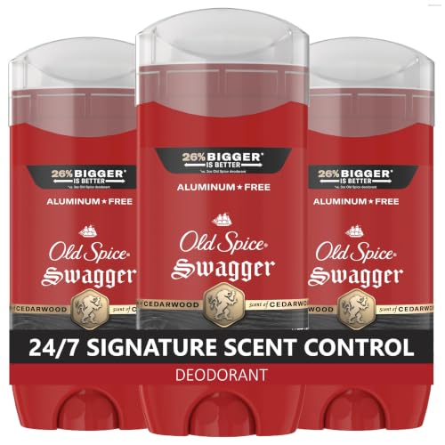 Image of Old Spice Aluminum Free Deodorant for Men, 24 /7 Protection to Eliminate Odors, 24 /7 Freshness & Lasting Scent, Swagger with Lime & Cedarwood Scent, 3.8 oz (Pack of 3)