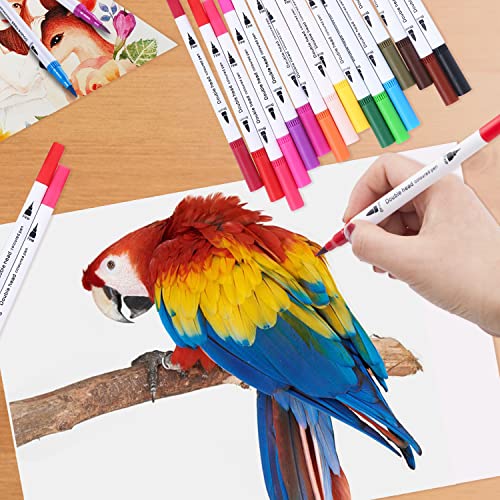 Image of Upanic 100 Art Markers for Adult Coloring Books, Brush Markers | Coloring Pens for Lettering, Journaling, Sketching, Calligraphy, Illustration, Doodle, Gifts for Teen Girls