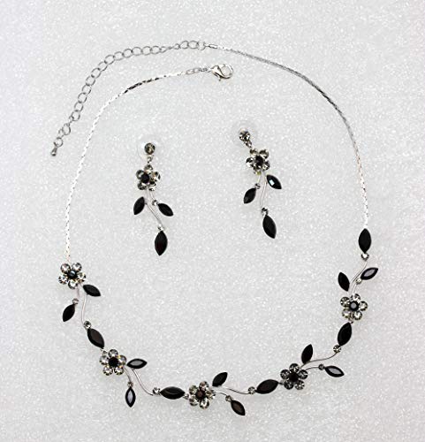 Image of Faship Gorgeous Rhinestone Crystal Floral Necklace Earrings Set