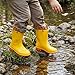 Stelle Rain Boots for Girls Waterproof Lightweight Kids Toddler Rainboots Boys Easy On Handles Non-Slip Sole Shoes(Yellow,2ML)