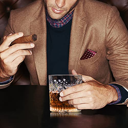 Foto von longyier Whiskey Gläser 4er Set, 300ml Old Fashioned Glas für Bourbon Scotch Rum Cocktails Brandy, mit Luxusbox, ein einzigartiges Geschenk für Männer und Frauen