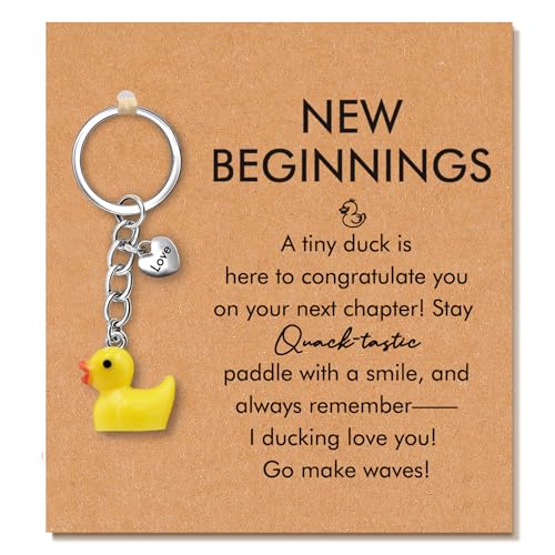 PRCOLUX Duck Gifts for Women Lucky Duck Keychain Ducks Stuff Small Gifts New Job Gifts for Friend Bestie Daughter