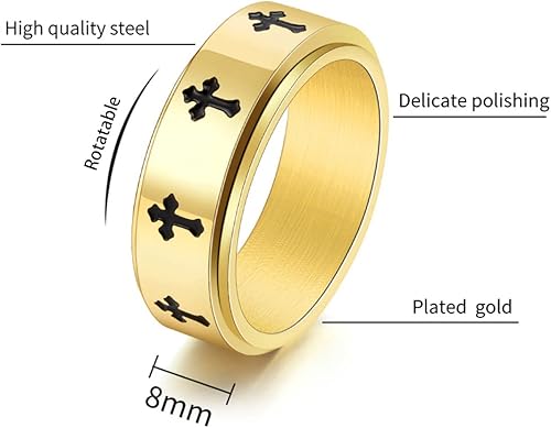 Miniatura 2 de Anillo giratorio de titanio de acero inoxidable para ansiedad, anillo giratorio para aliviar el estrés, para hombres y mujeres, anillo giratorio