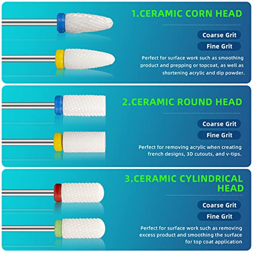 16 Pcs Nail Drill Bits Sets With 300 Pcs Nail Sanding Bands, 3/32 Inch Diamond Cuticle Electric Nail File Tools And Ceramic Acrylic Gel Nail Bit Kit, Carbide Cuticle Remover Bits For Manicure Pedicure #TOP1