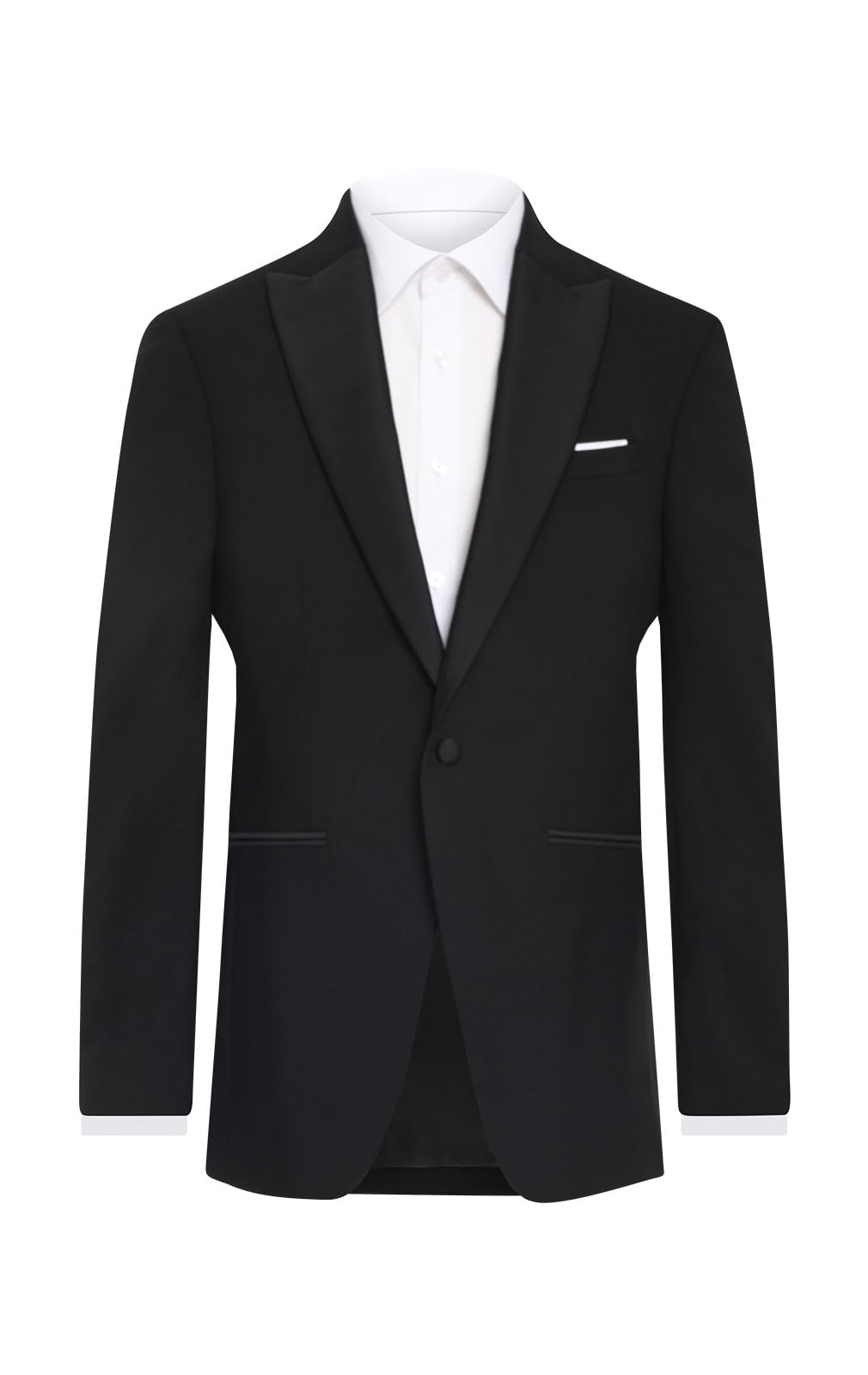 Dobell Mens Black Tuxedo Dinner Jacket Slim Fit Satin Peak Lapel-38L