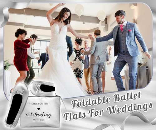 Image of Cuffbow Wedding Foldable Flats Dancing Shoes Bulk Women's Roll up Ballet Flats Wedding Party Slippers for Bridesmaids Guests