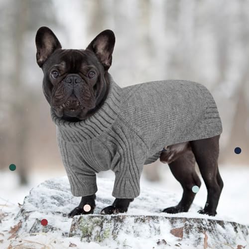 IECOii XL Dog Sweater,Fall Doggy Clothes for Extra Large Dogs Girl Boy,Warm Pullover Xmas Dog Costume Clothes,Solid Color Pet Winter Apparel for Beagle,English Bulldog (Light Grey,XLarge) - Thumbnail 6