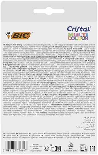 Miniatura 2 de BIC Cristal Multicolour Bolígrafos de Punta Ancha (1,6 mm) Set Formato Especial - Colores Clásicos, Neón y Divertidos Surtidos, Pack de 27