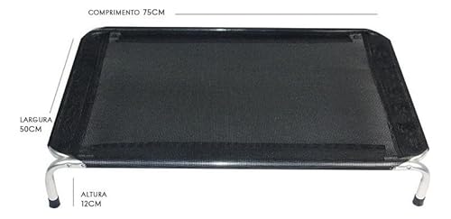 Cama para Pets, Higiênica Suspensa em Alumínio, Preta, Tamanho M, MECG