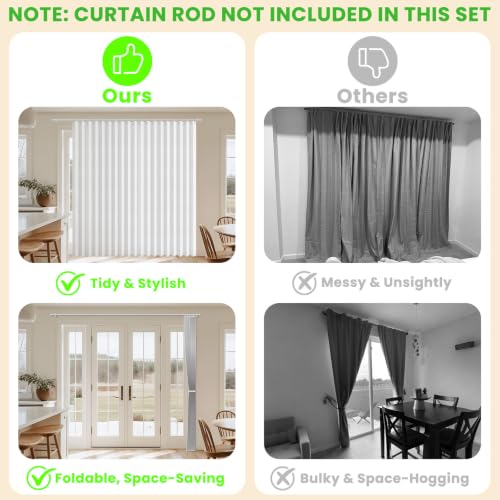 Image of AJAZZ Blackout Accordion Door Curtain 1 Panel 98 inchx78 inch White - Magnetic Folding Room Divider, No-Drill Sliding Patio Closet