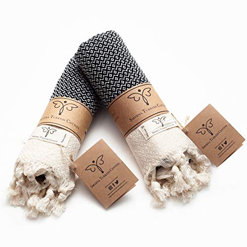 Smyrna Original Turkish Hand Towels Set of 2 | 100% Cotton, 16 x