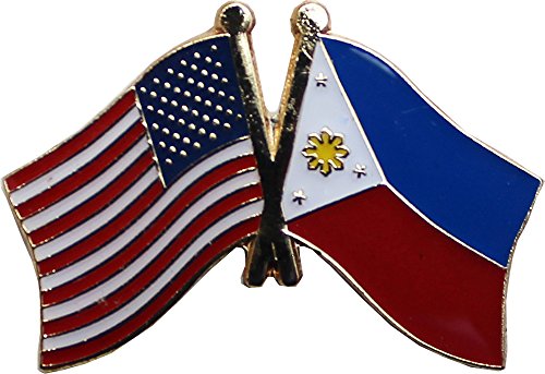 USA and Philippines Flag Die-struck Metal Friendship Lapel Pin with Butterfly Clasp Closure