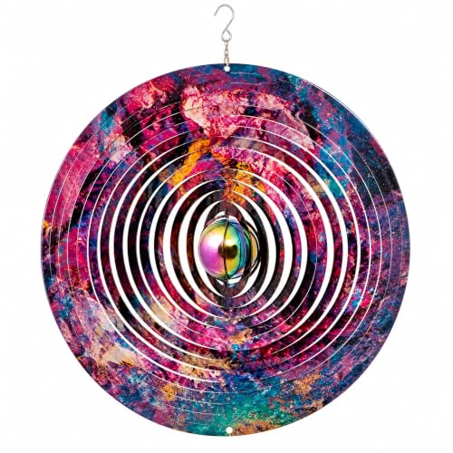 ISEO Galaxy Wind Spinner Outdoor, 12 Inch Colorful 3D Metal Hanging Garden Decor, Yard Art for Porch Patio Balcony, Gift for Women Mom Grandma by ISEO - Image 5