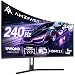 Amzfast 34 Zoll Curved Gaming Monitor, 3440x1440 UWQHD, 240Hz, 1ms MPRT, 1500R VA Curved, 21:9, 3000:1 Kontrast, 130% sRGB, HDR, Adaptive Sync, Pip/PBP, HDMI 2.1& DP 1.4, VESA 75x75mm, AMZG34C5QPro