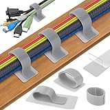 Kabelmanagement Set unter dem Schreibtisch, Kabelhalter Selbstklebend mit Ultra-Haftung, Kabelclips aus Klettband Verstellbare&Wiederverwendbare, Klettband Kabel Organizer zur Kabelführung