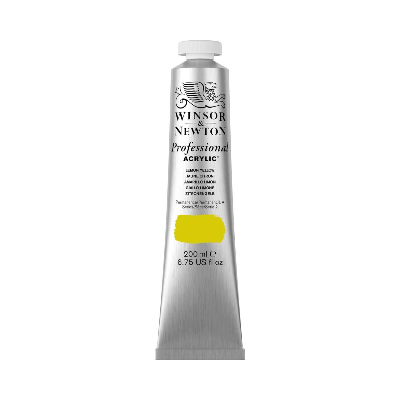 Professional Acrylic Paint, 200ml (6.75-oz) Tube, Lemon Yellow