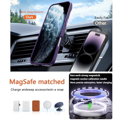 Image of Magnetic for iPhone 17 Air Phone Case, [Compatible with MagSafe], Screen Protector X1, [Military Grade Drop Protection],Matte Finish,Slim,Shockproof,Protective (Purple, iPhone 17 air)