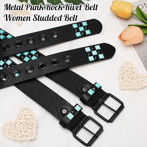 Image of Studded Belt, Metal Punk Rock Rivet belt with Bright Pyramid Studded for Women Men