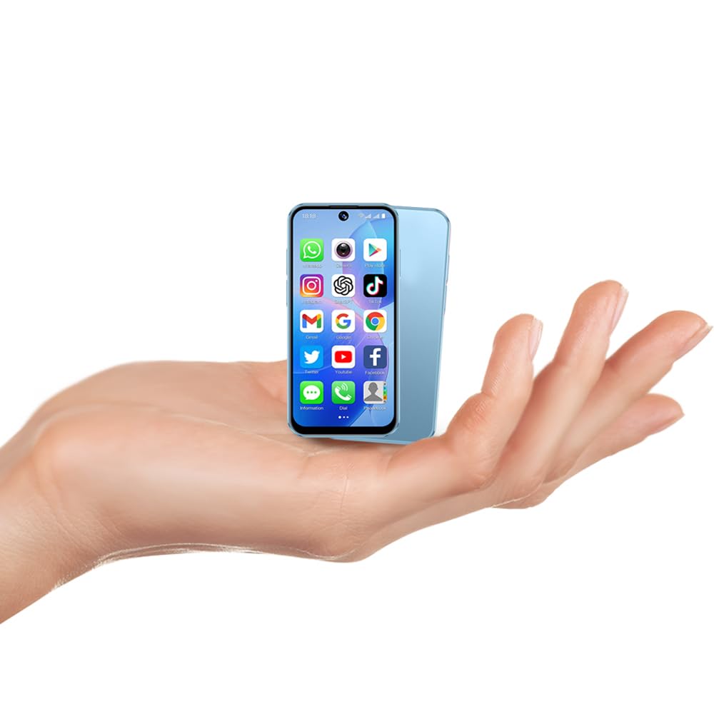 Mini Phone 3.88-inch HD Touch Screen Mini Smartphone, Supporting Dual SIM Cards and Dual Standby 2GB+16GB, Face Recognition Unlock, Android Phone Suitable for Students （Blue）