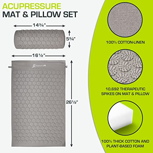 ProsourceFit Acupressure Mat and Pillow Set for Back/Neck Pain Relief and Muscle Relaxation, Large - Gray/Gray by ProsourceFit - Image 2