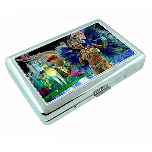 Carnival D6 Silver Metal Cigarette Case Brazil Circus Party Parade