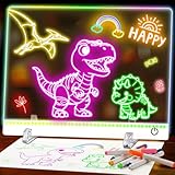 16 Inch LED Drawing Board for Kids - USB C Rechargeable 7 Color Light Up Acrylic Note Pad with Stand, 13.7'x10' Dry Erase Board, 7 Markers & Tracing Book, Gifts for Girls 6-12 Year Old