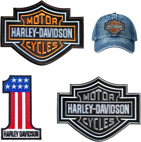 Lot de 3 écussons brodés pour Harley Davidson - À coudre ou à repasser - Environ 10 cm de long - Pour t-shirts, jeans