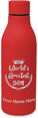 Miniatura 8 de LaserGram Botella de agua de acero inoxidable de doble pared, el hijo más grande del mundo, grabado personalizado incluido