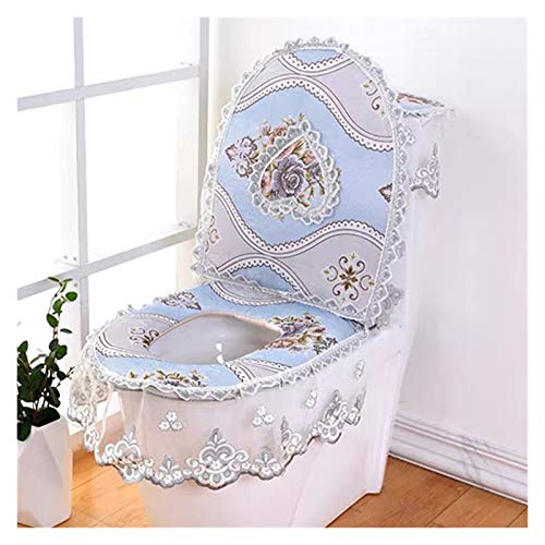 Toile Sitzauflagen 3pcs / Set WC Mat Set Europäische Spitze WC-Sitzkissen Haushalt Universal-WC-Sitz Zipper Sitz Waschmaschine Winter U-förmig Toilettensitzabdeckung (Color : Beige) – Bild 5