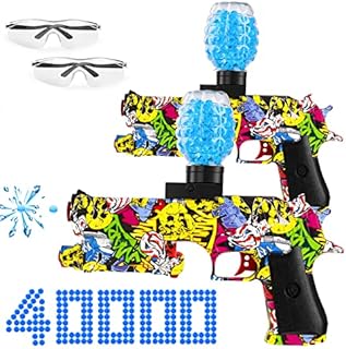 Water Ball Splatters - 2-Pack Electric Ball Splatter with 40000 Water Beads Automatic Splatter with Rechargeable Battery Outdoor Team Game Toy for Adults, Boys and Girls Age 12+