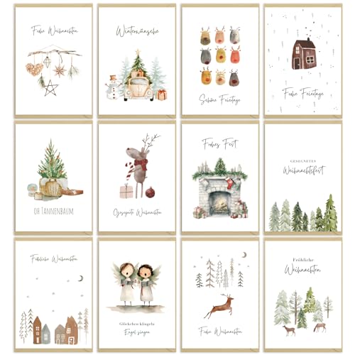 MEJOSER Weihnachtskarten mit Umschlag Set (12 Stück) A6 Karten Weihnachten Postkarten Set Grußkarten 12 Motiven Weihnachtspostkarten Weihnachtskarten Set Christmas Cards MEJOSER Weihnachtskarten mit Umschlag Set (12 Stück) A6 Karten Weihnachten Postkarten Set Grußkarten 12 Motiven Weihnachtspostkarten Weihnachtskarten Set Christmas Cards