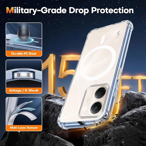 Image of Jkobi Shockproof Crystal-Clear Back Cover for Vivo Y11 | Vivo Y21 5G (Magsafe Wireless Support | Drop & Camera Protection | Hard Polycarbonate)