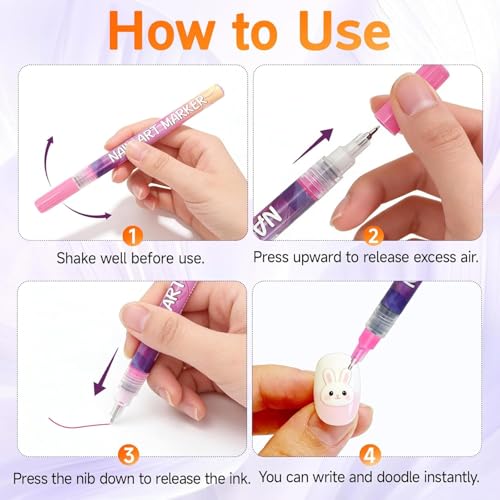 Image of 12 Colors DIY Nail Art Pens Set | 0.5mm Ultra Fine Nail Art Marker Pens | Quick Dry Waterproof Nail Polish Pens for DIY Nail Painting | Nail Art Kit for Women & Kids