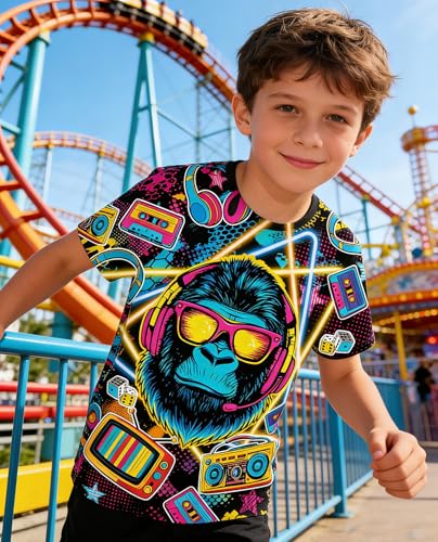 Image of uideazone Tshirts for Boys Kids Short Sleeve T-Shirt 3D Graphic Tee Shirts Tops Clothes 4-16 Years