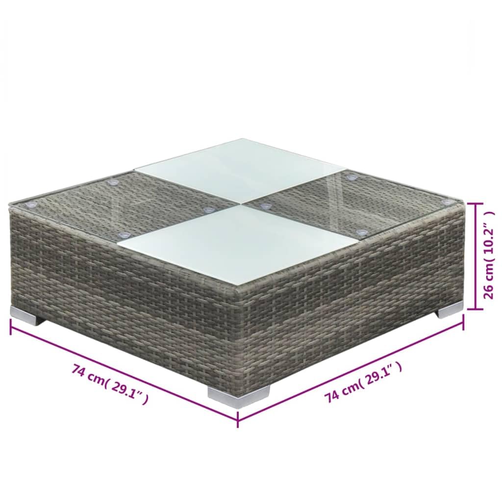 Juego de muebles de jardín modulares de ratán gris de 5 piezas, con sofás, mesa de café y taburetes para terraza y jardín, incluye cojines de asiento y respaldo